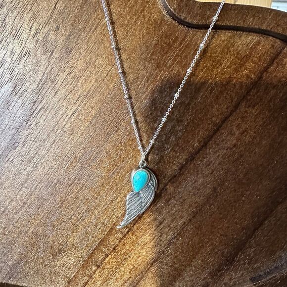 Native American Eagle Turquoise Necklace, Genuine Sterling Silver & Turquoise S - Picture 2 of 15